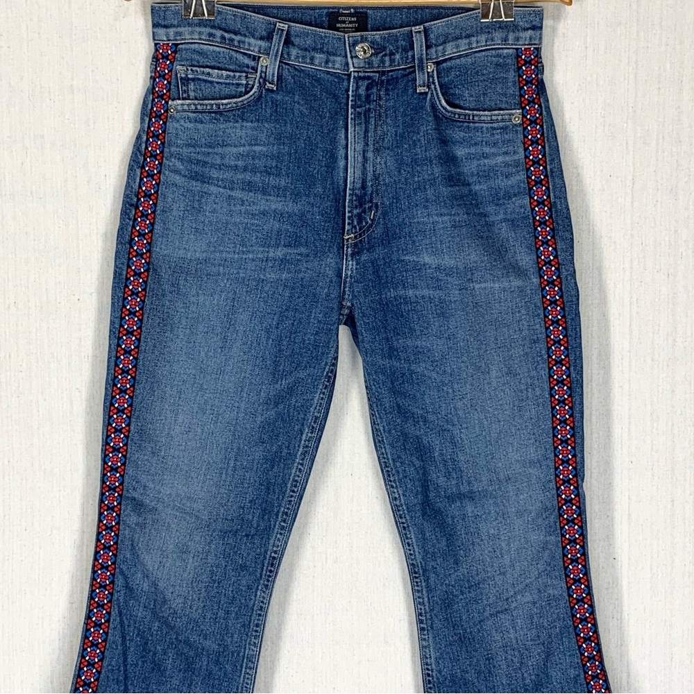 Citizens‎ of Humanity~Women’s Tangier Embroidered Demy Cropped Flare Jeans~Sz 27 - Picture 3 of 16